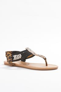 Rhinestone Arrow Leopard Sandals
