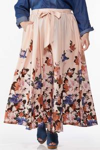 Plus Size Blush Floral Maxi Skirt