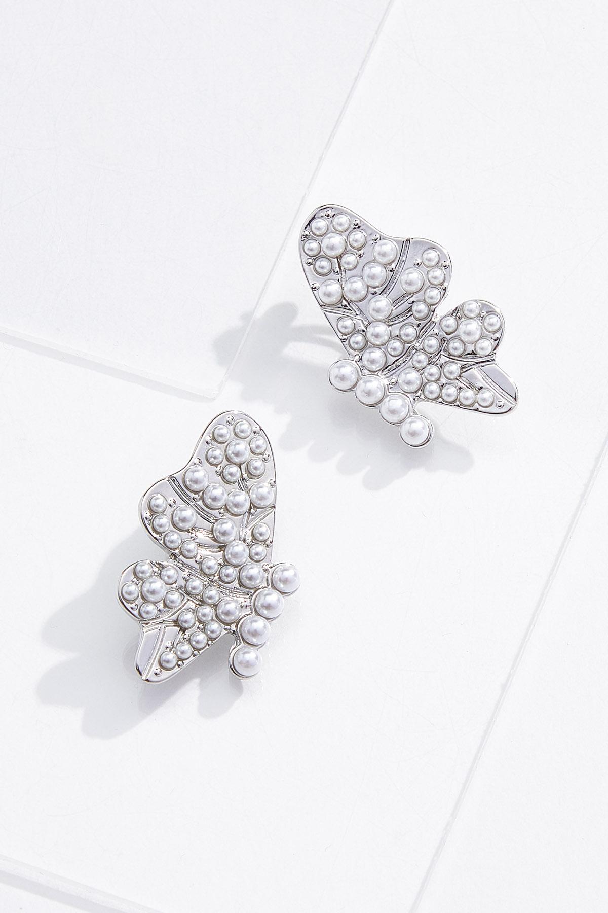 Pearl Butterfly Clip-On Earrings