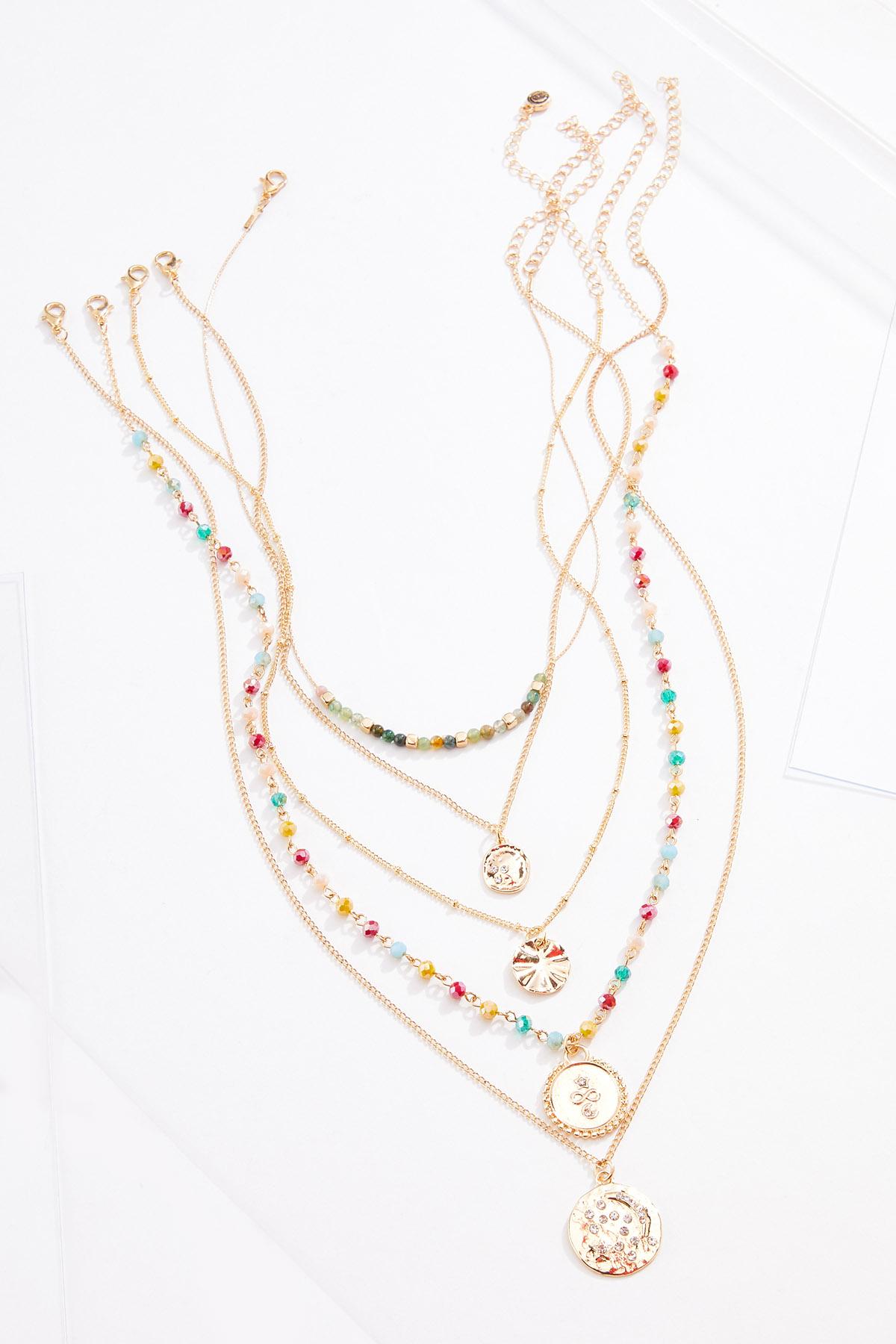 Beaded Chain Disc Necklace Set