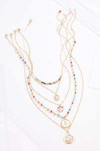 Beaded Chain Disc Necklace Set
