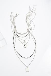 Silver Layered Necklace Set