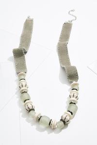 Beaded Suede Cord Necklace