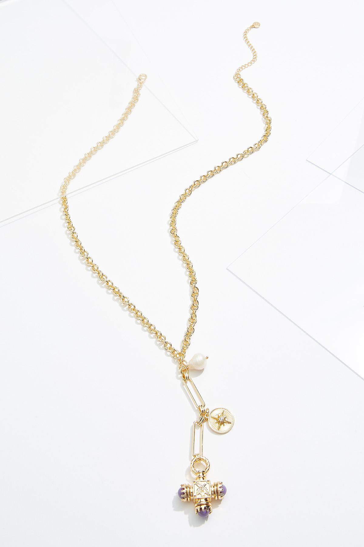 Long Cross Charm Necklace