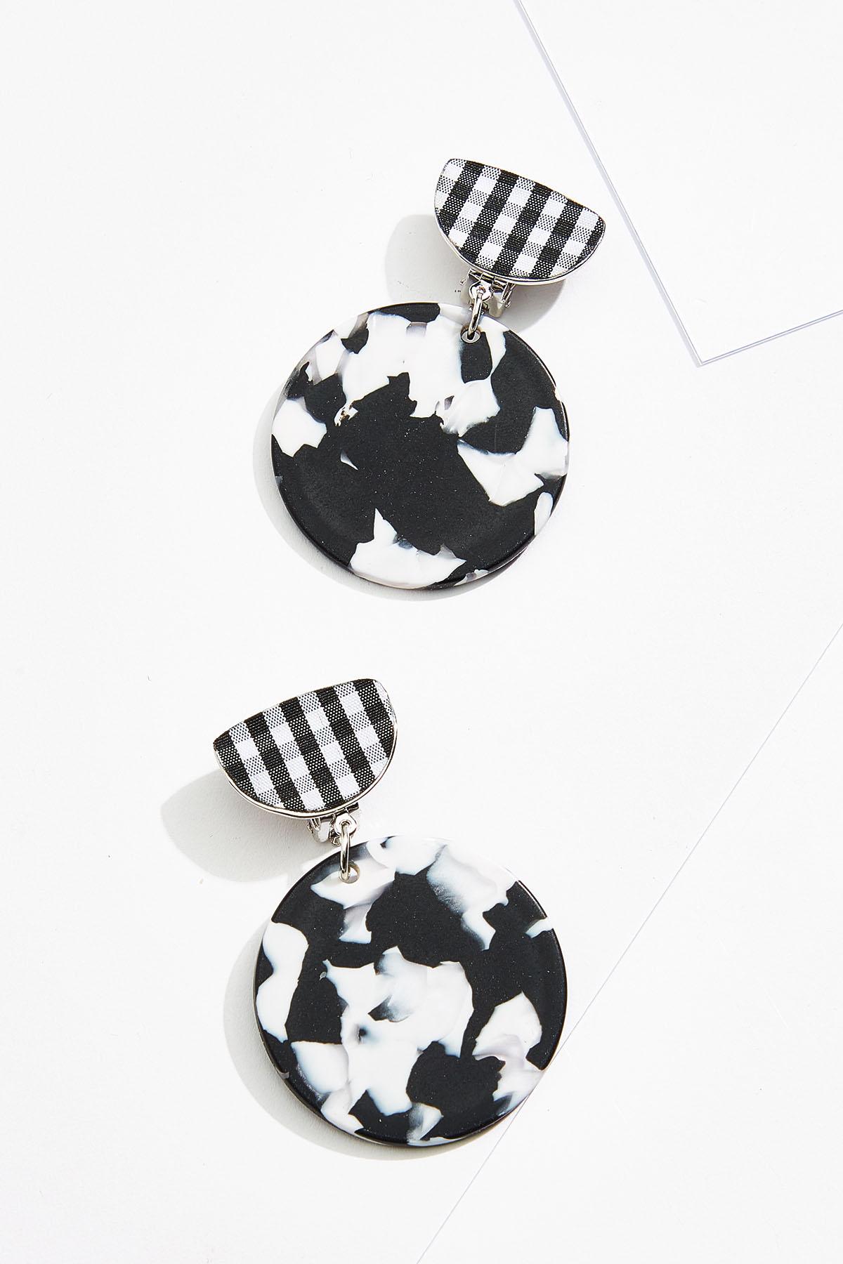 Gingham Circle Clip-On Earrings