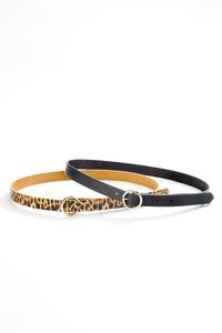 Leopard Black Skinny Belt Set