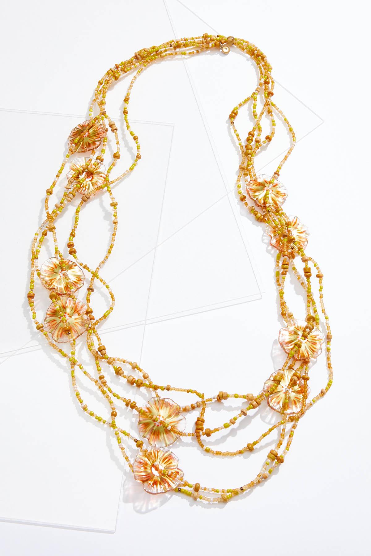 Flower Seed Bead Layered Necklace