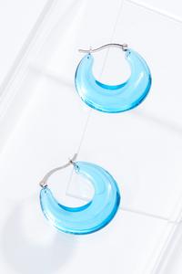 Clear Blue Hoop Earrings