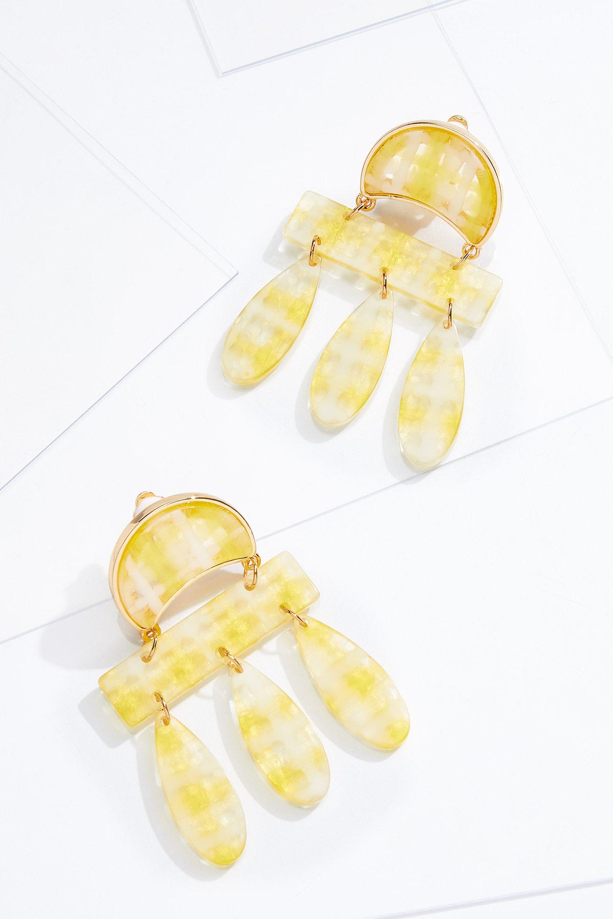 Plaid Lucite Clip-On Earrings