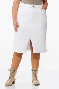 Plus Size White Denim Pencil Skirt