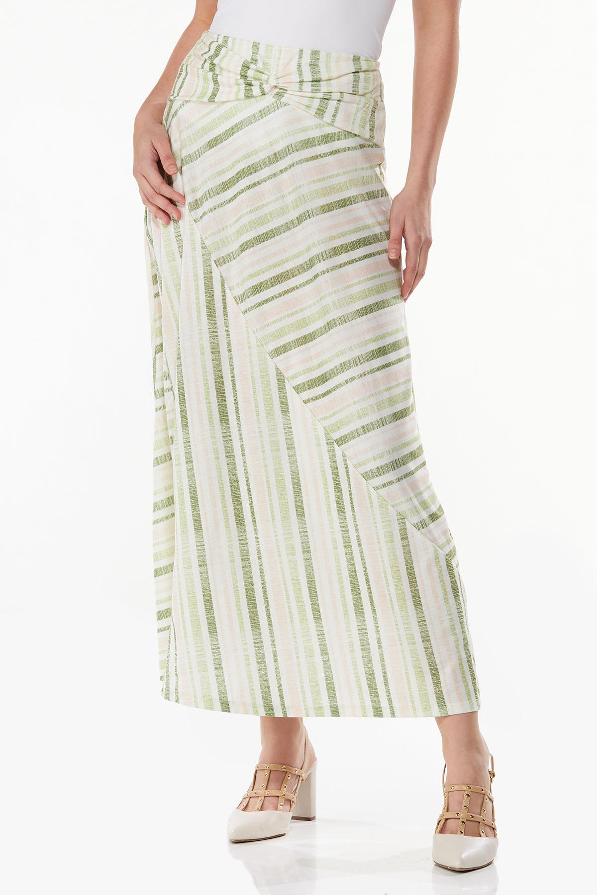 Plus Size Mixed Stripe Maxi Skirt