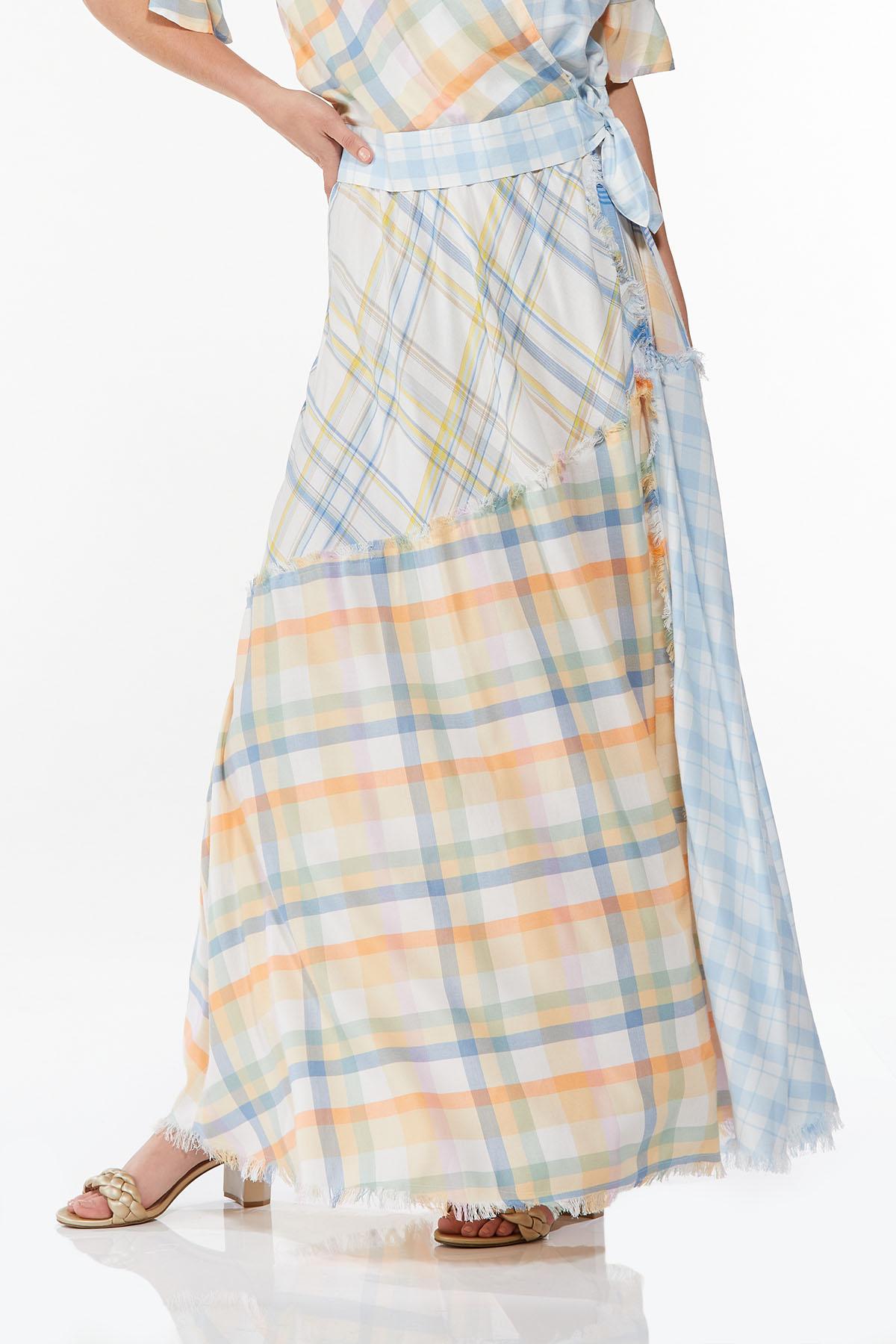 Frayed Plaid Maxi Skirt