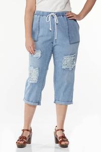 Plus Size Cropped Rip Repair Jeans