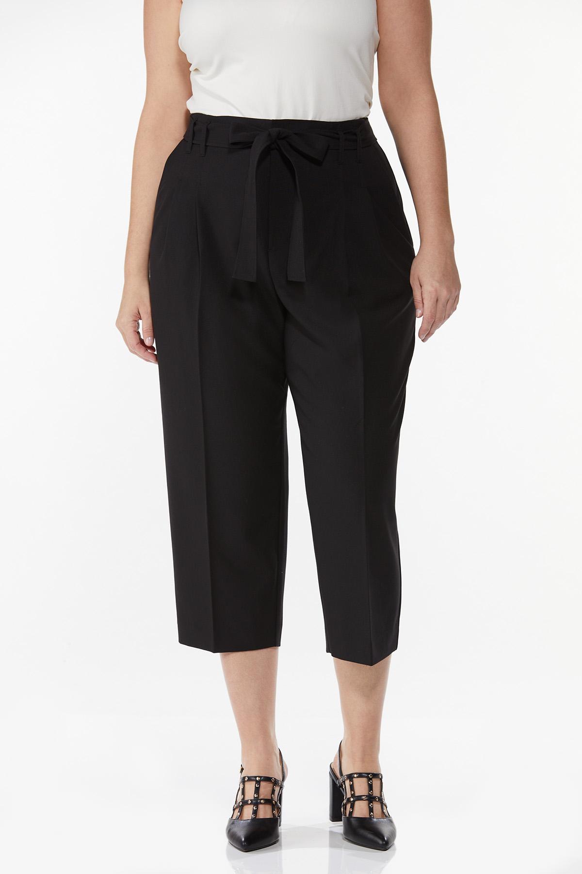Plus Size Cropped Paperbag Waist Pants 