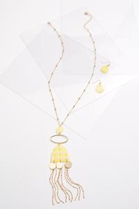 Plaid Lucite Tassel Necklace Set