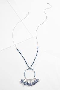 Denim Petal Ring Pendant Necklace