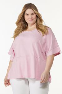 Plus Size Solid Seamed Top