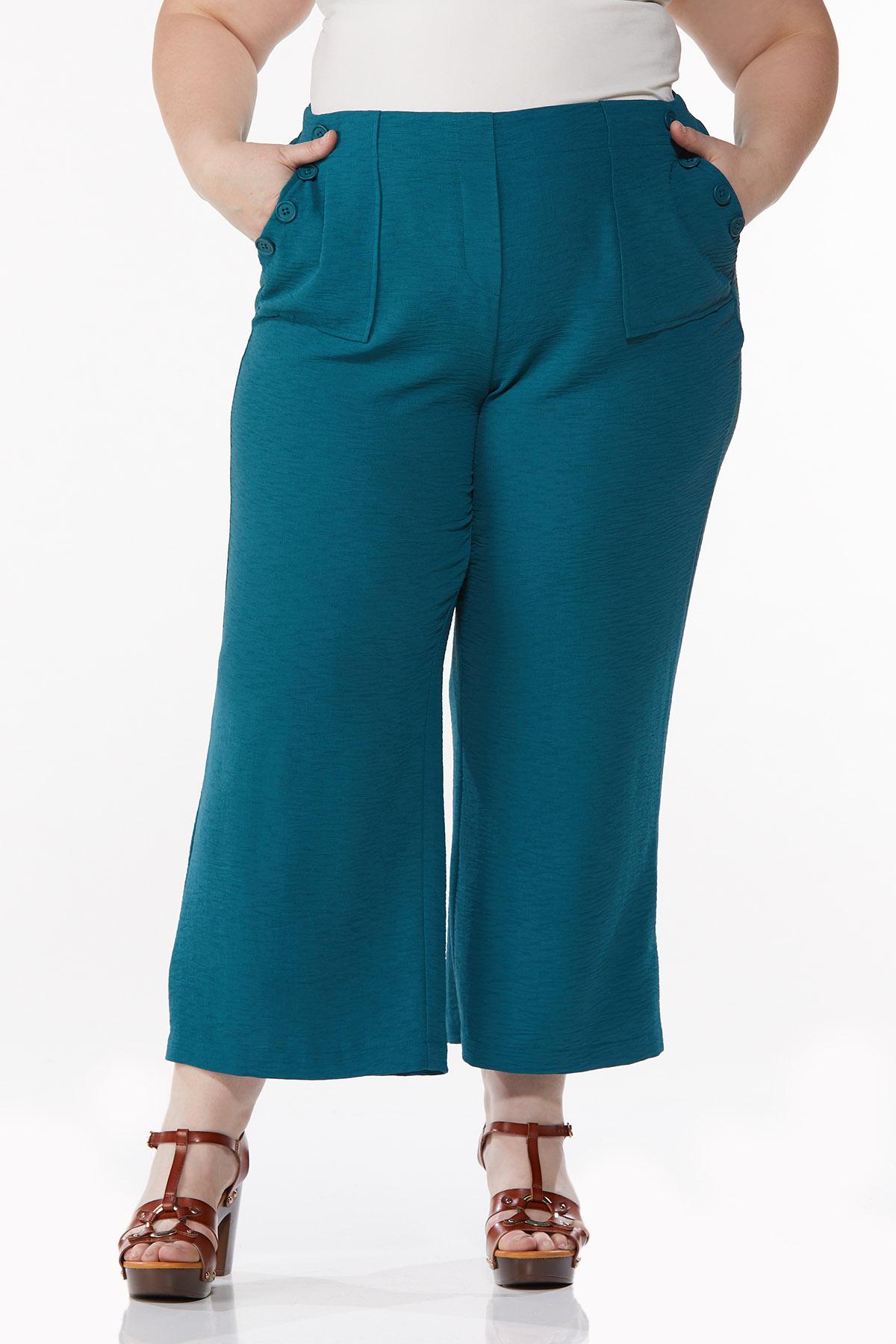 Plus Size Teal Cropped Pants