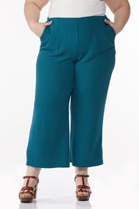 Plus Size Teal Cropped Pants