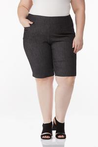 Plus Size Dressy Denim Bermuda Shorts