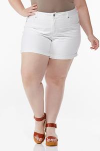 Plus Size White Denim Shorts