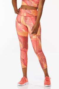 Cropped Coral Marbled Leggings