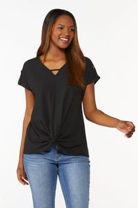 Solid Twisted Hem Top
