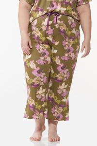 Plus Size Cropped Floral Sleep Pants