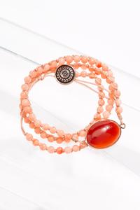 Coral Stone Bead Wrap Bracelet