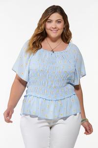 Plus Size Smocked Daisy Top