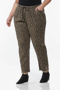 Plus Size Leopard Frayed Pants