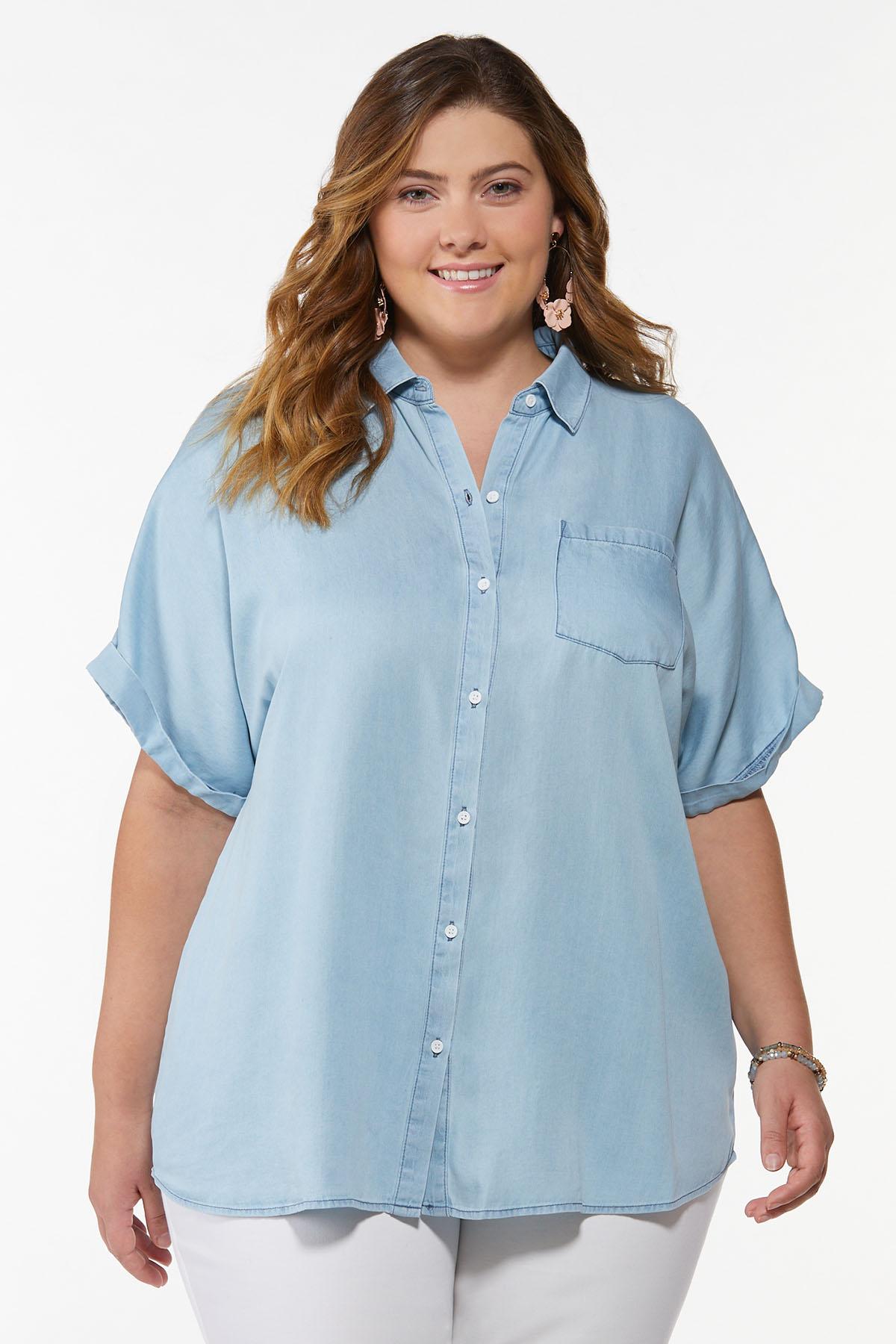 Plus Size Chambray Tunic Tops Cato Fashions