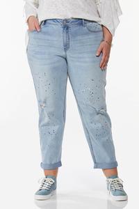 Plus Size Pain Splatter Boyfriend Jeans