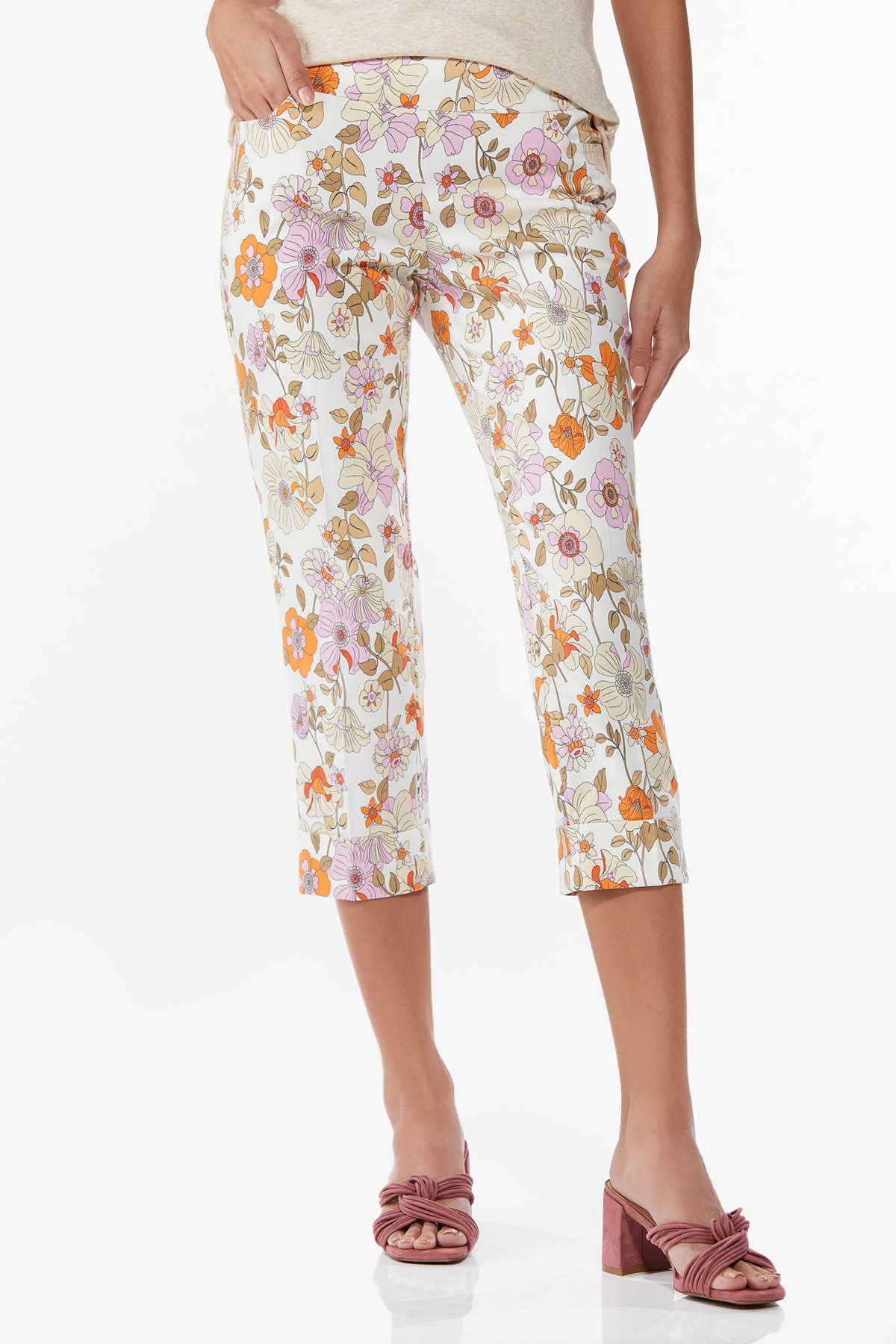 Cropped Retro Floral Pants