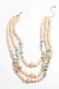 Light Wood Layered Necklace