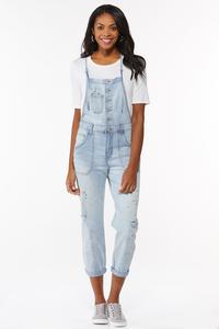 Cropped Distressed Overalls