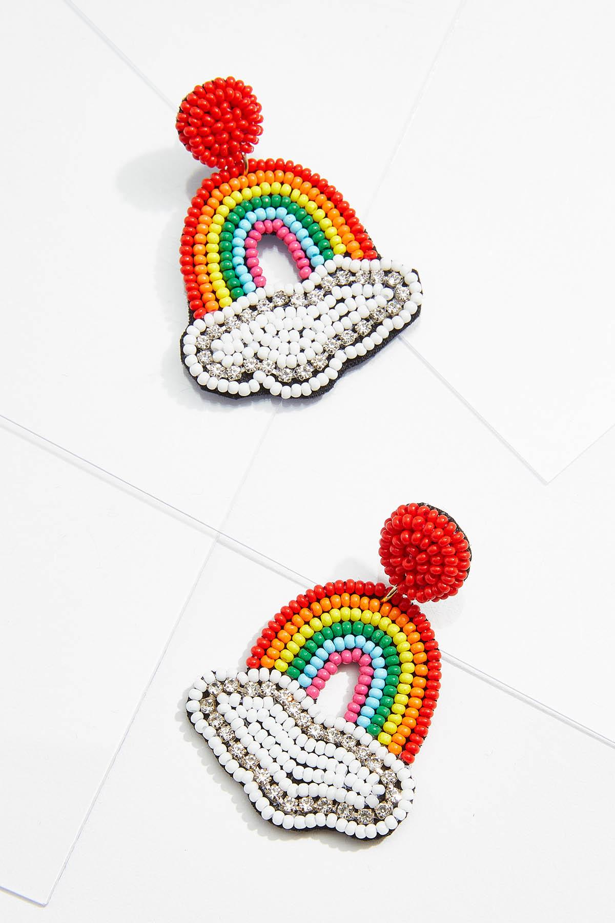 Beaded Rainbow Cloud Earrings