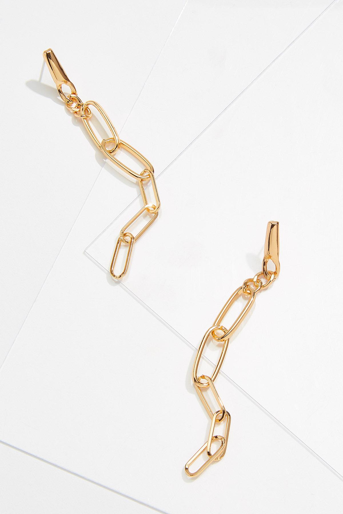 Gold Link Linear Earrings