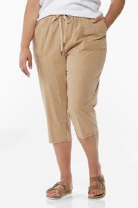 Plus Size Olive Cropped Pants