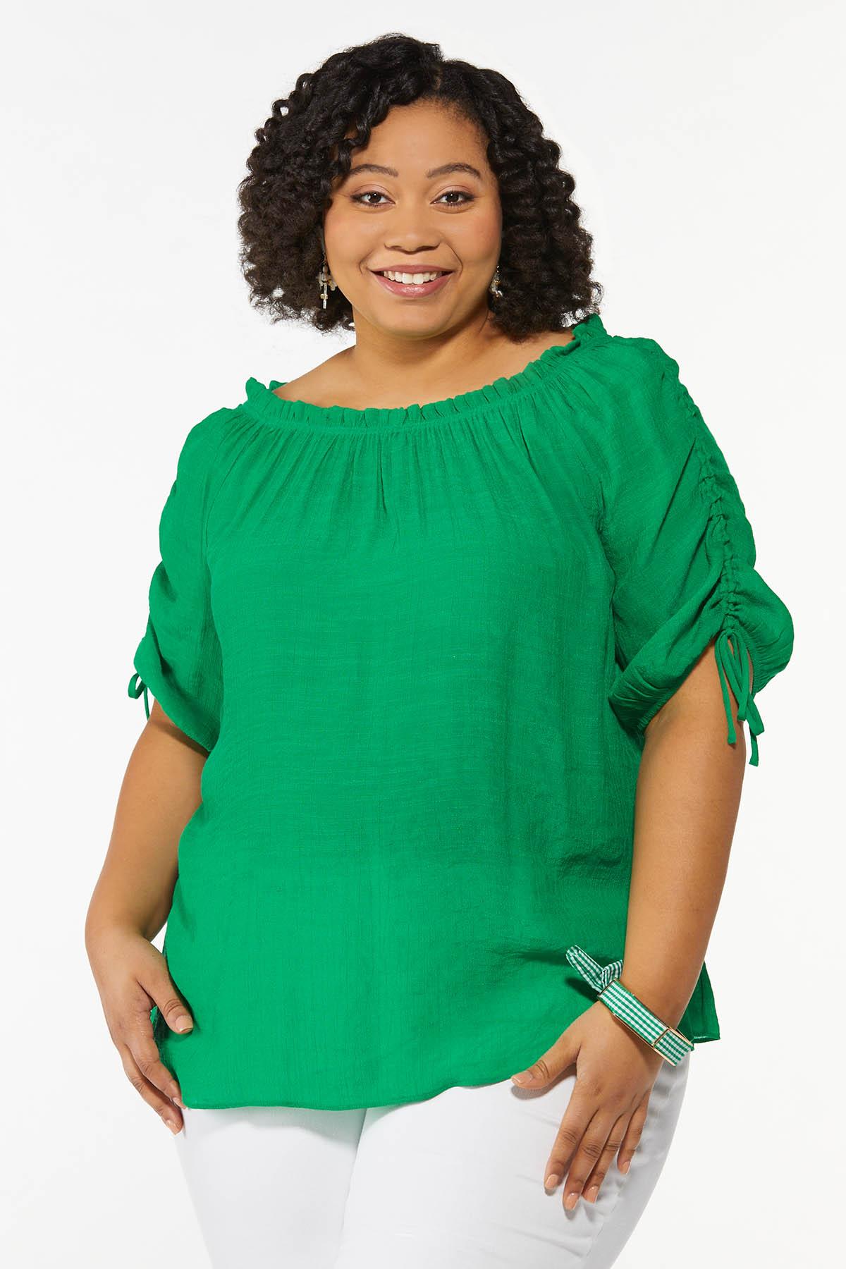Plus Size Cinched Sleeve Poet Top