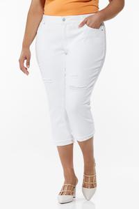 Plus Size Cropped White Girlfriend Jeans