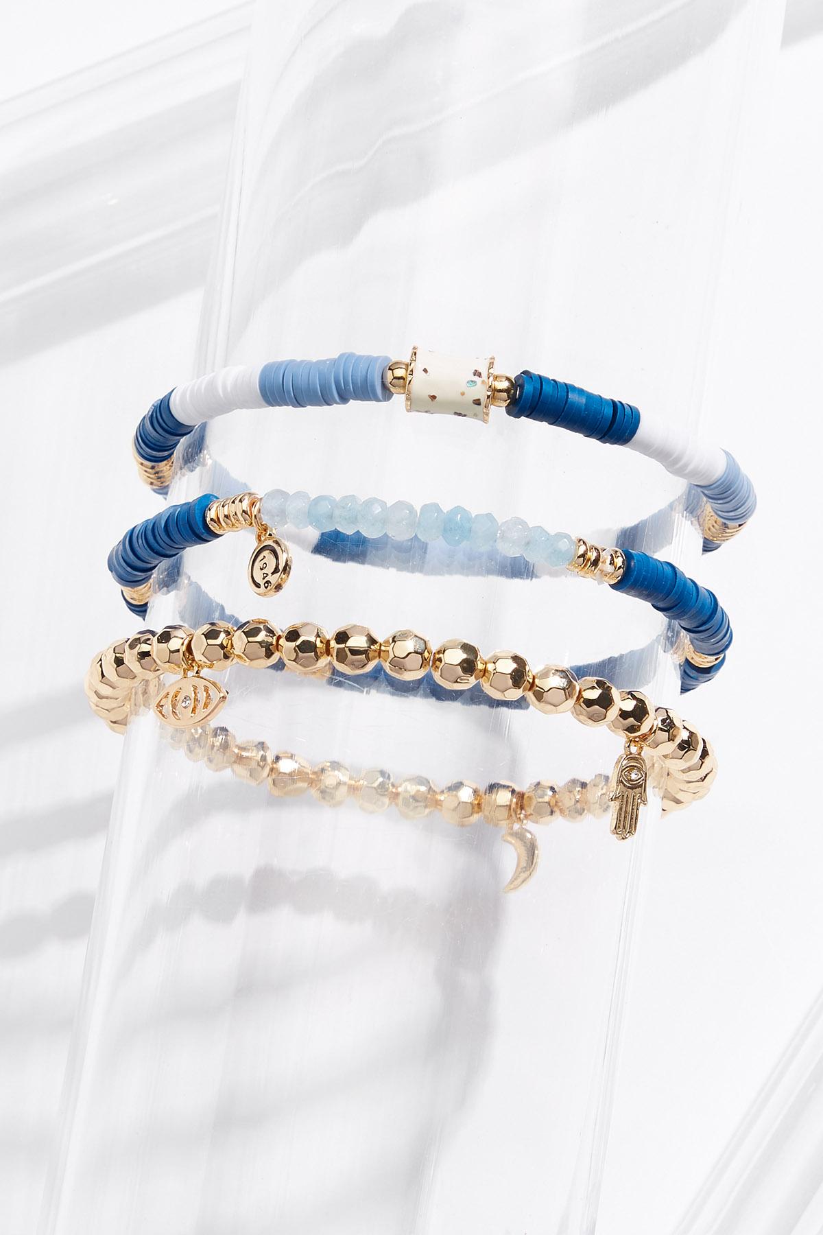 Blue Charm Stretch Bracelet Set
