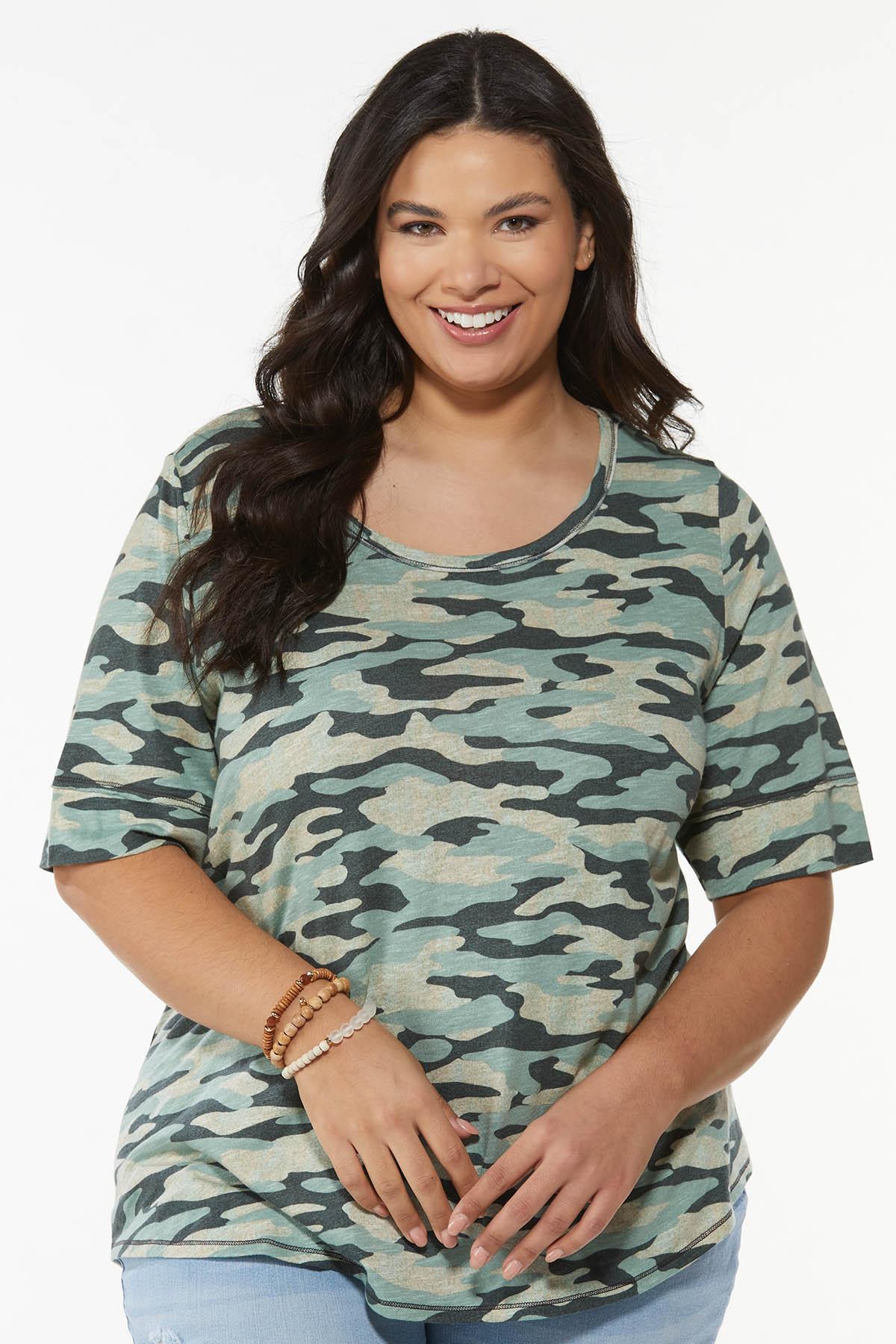 Plus Size Camo Tee Tees \u0026 Knit Tops 