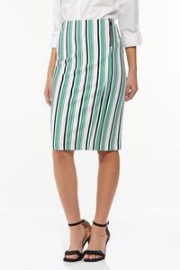Green Stripe Pencil Skirt