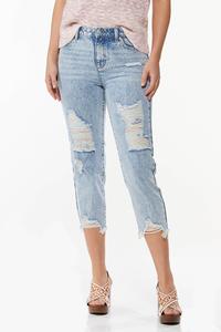 Cropped Color Distressed Jeans