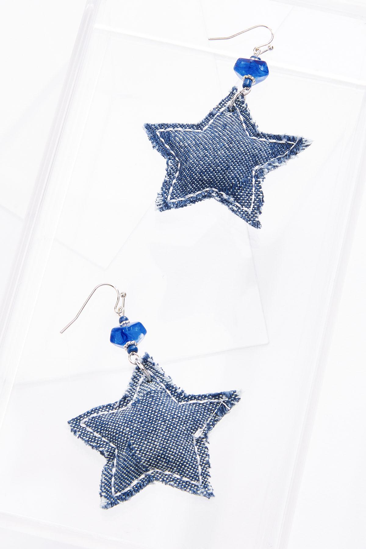 Denim Star Earrings