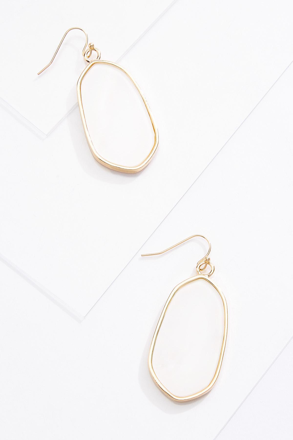 Gold Rimmed Oval Earrings