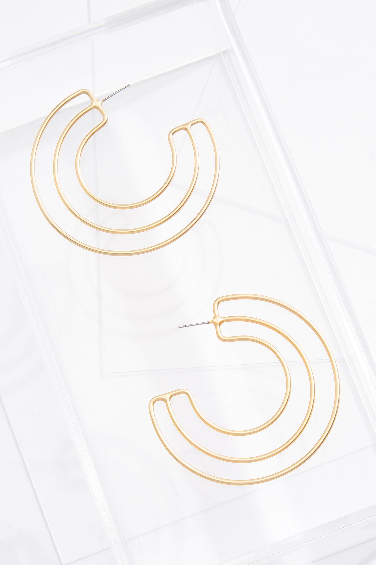 Gold Open Hoop Wire Earrings