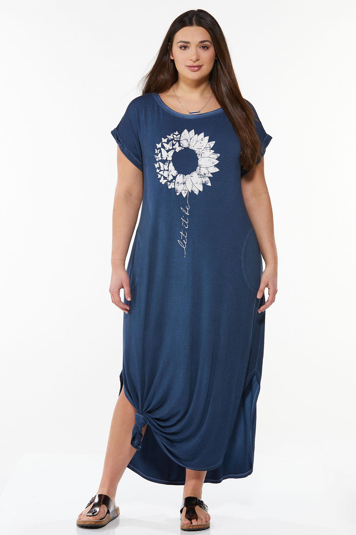 Plus Size Sunflower Graphic Tee Dress ...