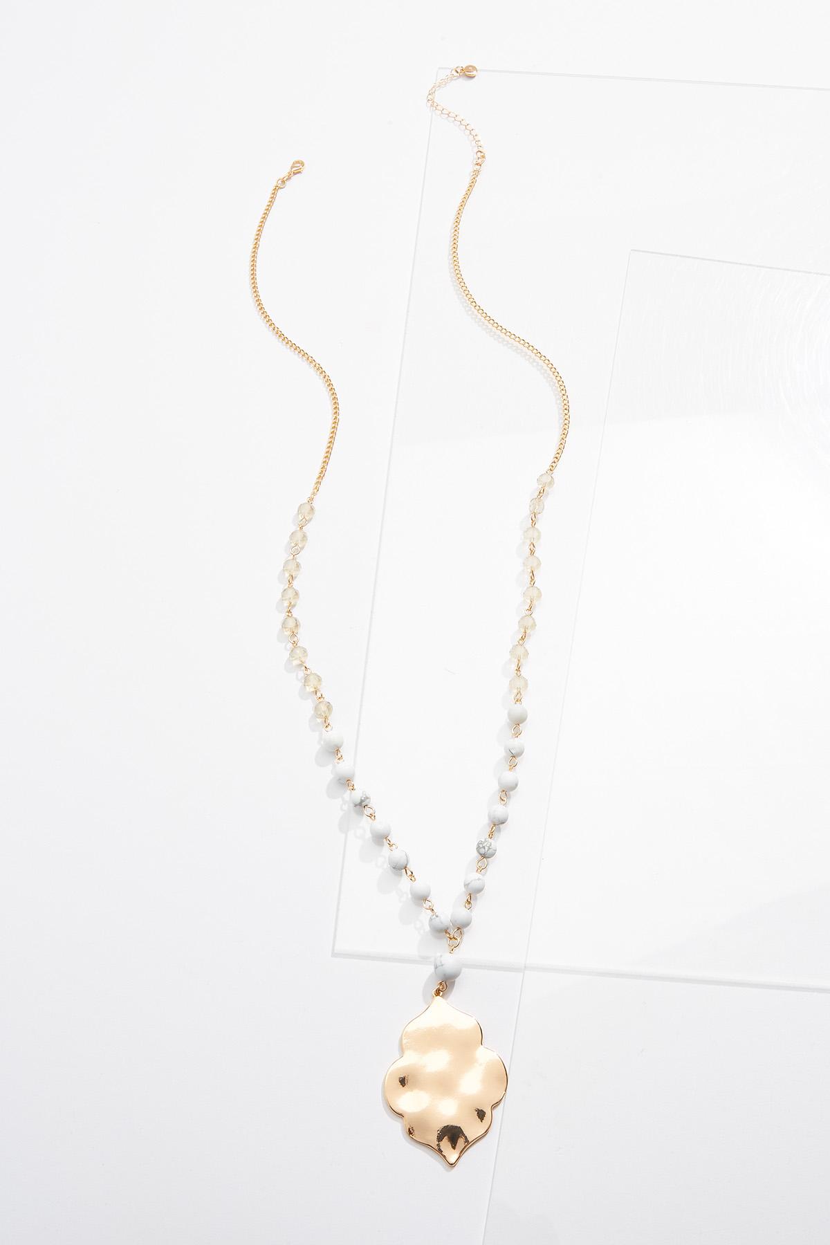 Gold Pendant Beaded Necklace